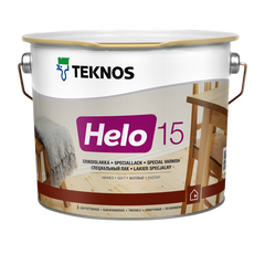 Уретан-алкідний лак, що володіє хорошими стійкими властивостями Teknos HELO 15 0.9 (L.), Спеціальний лак зносостійкий, органорозчинний, Лак підходить для лакування різних дерев'яних поверхонь усередині і зовні, Дуже добра, Поверхня, покрита лаком HELO 15, стає твердою і одночасно еластичною, тому плівка лаку стійка до зносу і ударів. Миючі засоби, жир і масло не пошкоджують плівку лаку., Объектами применения являются: дощатые полы, мебель и прочие деревянные поверхности, при желании получить устойчивую лакировку.