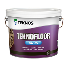Водорозчинна фарба для підлоги на акрилатной основі Teknos TEKNOFLOOR AQUA 0.9( L.), Фарба, Застосовується для фарбування нових, раніше пофарбованих олійними, уретан-алкідними, акрилатними фарбами бетонних і дерев'яних поверхонь: підлоги, сходів та ін., В сухих приміщеннях, кімнатах, підвалах, сховищах, без інтенсивних навантажень, Поверхню, що фарбується повинна бути сухою. Під час нанесення і висихання фарби температура повітря, поверхні і фарби повинні бути вище + 10 ° С, відносна вологість повітря нижче 80%., Для фарбування нових і раніше пофарбованих олійними або акрилатними фарбами бетонних і дерев'яних поверхонь, таких як: підлоги і сходи; приміщення, підвали, склади і ін