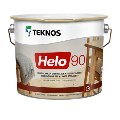 Уретано-алкидный лак, обладающим хорошими стойкими свойствами Teknos HELO 90 0.9 (L.), Уретано-алкидный лак, Лак подходит для лакировки различных деревянных поверхностей внутри и снаружи, когда к лаковому покрытию предъявляют высокие требования., Дуже висока, HELO 90 имеет отличную стойкость к погоде и воде. Пленка лака долго сохраняет свой блеск, она не шелушится и не трескается. Лак мало желтеет, так, как содержит состав для защиты от ультрафиолета. Он защищает дерево от посерения и растрескивания. Поверхнос, Объектами применения являются: паркетные и дощатые полы, мебель, лодки и прочие деревянные поверхности, при желании получить устойчивую лакировку.