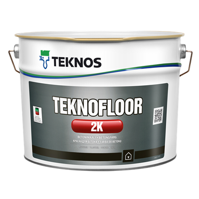 Двухкомпонентная, водоразбавляемая, эпоксидная краска Teknos TEKNOFLOOR 2K 0.45 (L.), Двухкомпонентная краска, TEKNOFLOOR 2K - краска для бетонных полов. Также для  стен сырых помещений и производственных цехов, т.е. поверхности, на которых окраска или лакировка должны быть стойкими, плотнымии легко очищаемыми, TEKNOFLOOR 2K хорошо выдерживает механическую нагрузку. Противостоит воздействию воды, бензина, масла, жиров,  щелочных растворов, брызг растворителей и кратковременному воздействию слабых кислот., Стены сырых помещений и производственных цехов, т.е. поверхности, на которых окраска или лакировка должны быть стойкими, плотными и легко очищаемыми.