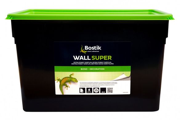 Клей для стеклотканных и тяжёлых обоев Bostik WALL SUPER 76 15 л, Валик, пензель, шпатель.